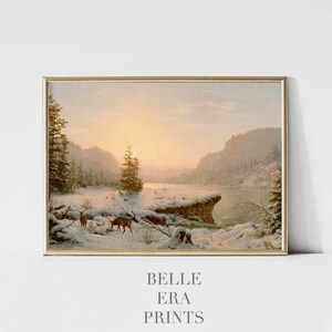 Printable Art Winter Lake Sunrise Scene Wall Art