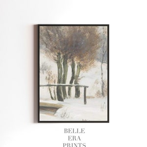 Calm Snowy Scene with Creek Printable Art Custom Wall Art