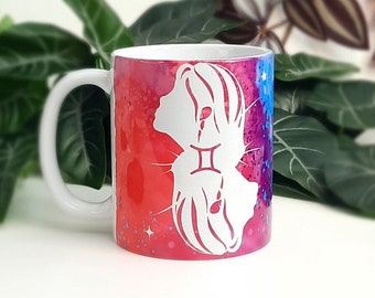 Zwilling Sternzeichen Tasse personalisierbar mit Namen in verschiedenen Farben / das perfekte Geschenk zum Geburtstag und Astrologie Fans