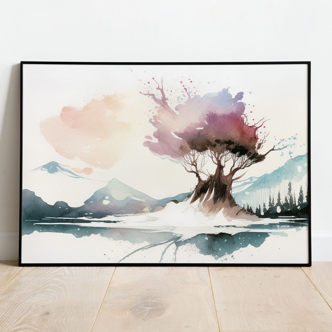 Watercolor Palette Landscape Painting Art AI Generated Digital Products