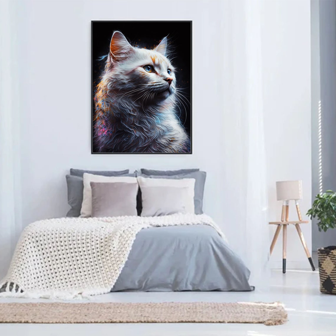 Realistic Cat Wall Art Print Cute Cat Poster AI Generated Digital ...