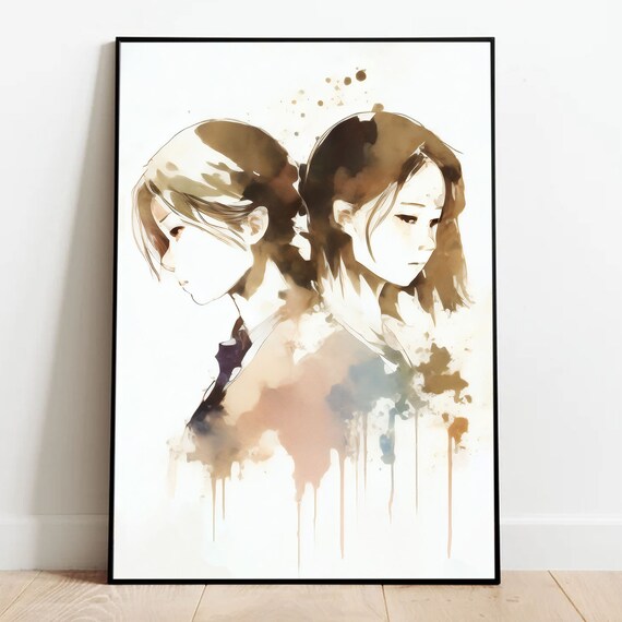 Cute Girl Anime Kawaii Watercolor Ilustration AI Generated Stock