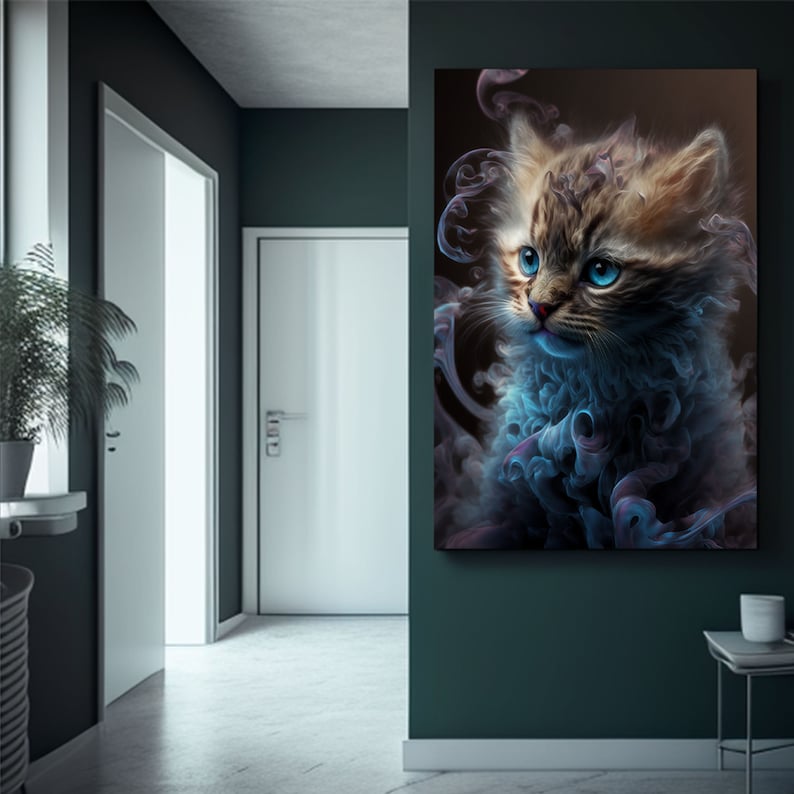 Cat Art Print Abstract Painting Kitten Wall Art Gifts for Cat Lovers Downloadable Artwork
