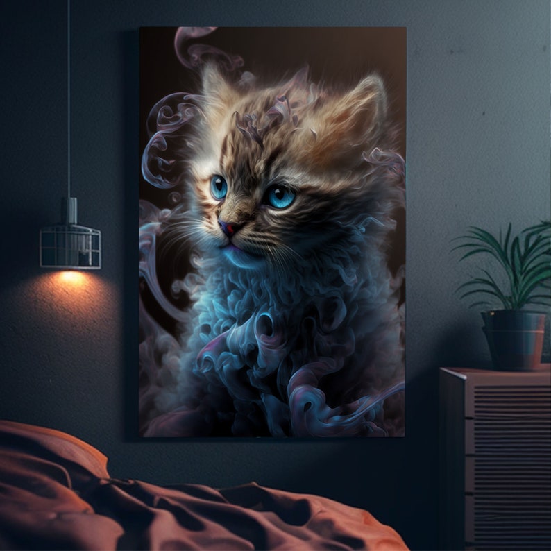 Cat Art Print Abstract Painting Kitten Wall Art Gifts for Cat Lovers