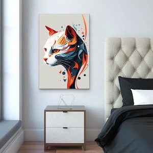 Cat Art Print Vector Style Gifts for Cat Lovers Downloadable Wall Décor ...
