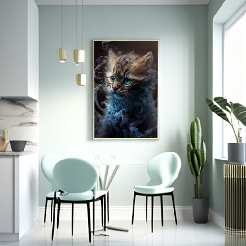 Cat Art Print Abstract Painting Kitten Wall Art Gifts for Cat Lovers Downloadable Artwork