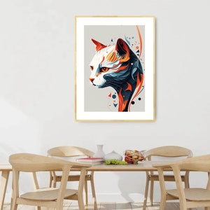 Cat Art Print Vector Style Gifts for Cat Lovers - Etsy