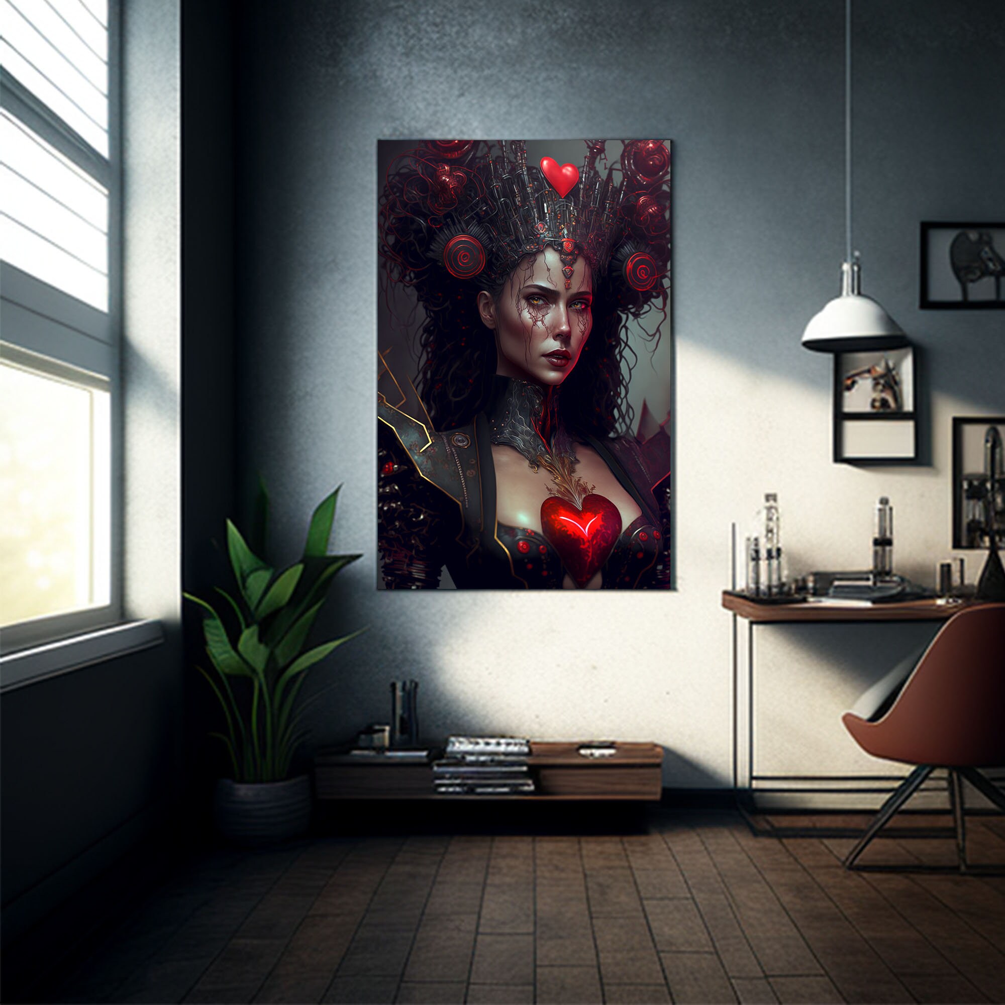 Cyberpunk Queen of Hearts Gothic Home Decor Downloadable Artwork Wall ...