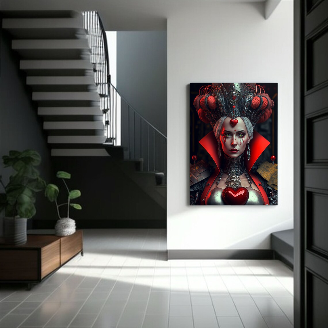 Cyberpunk Queen of Hearts Gothic Home Decor Downloadable Artwork Wall ...