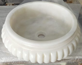 Carrara Marble Round Bathroom Sink: Custom Order
