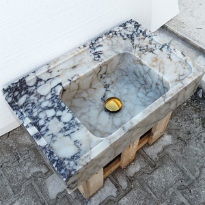 Calacatta Viola Marble Sink, Wall Mount Sink, Bathroom Sink, Marble Sink, Calacatta Marble Sink, Kitchen Sink, Calacatta Sink , Marble Sink