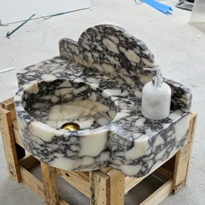 Calacatta Viola Antikes Marmor Waschbecken, Gästewaschbecken, Wand Waschbecken, Calacatta Waschbecken, Bauernhaus Waschbecken, Waschbecken im Badezimmer, Haus Waschbecken