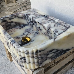 Calacatta Viola Marble Sink, Wall Mounted Marble Sink, Marble Bathroom Sink, Powder Room Sink, Calacatta Marble Sink, Marble Sink, Sink