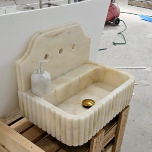 Calacatta Gold Marble Sink, Marble Sink Vanity, Powder Room Sink, Wall Mounted Sink, Bathroom Sink, Calacatta Gold Sink, Marble  Sink, Sink