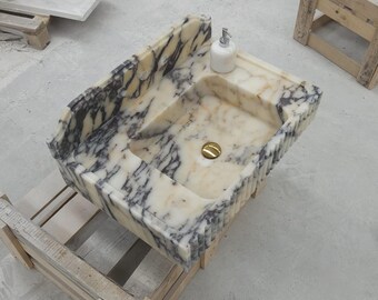 Calacatta Viola Marble Sink, Wall Mount Sink, Farmhouse Sink, Marble Sink, House Sink, Bathroom Sink, Calacatta Sink, Sink, Marble Sink