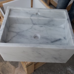 Carrara Marble Sink, White Marble Sink, Wall Mounted Sink, Custom Order Sink, Carrara Stone Sink, Bathtoom Sink, Marble Sink, Carrara Sink