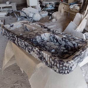 Calacatta Marble Sink, Wall Mount Sink, Special Order Sink, Hand Carved Sink, Grooved Front Sink,  Calacatta Sink, Bathroom Sink,Marble Sink