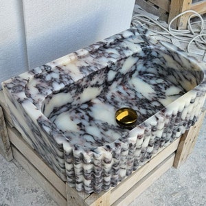Calacatta Viola Marble Sink, Wall Mount Marble Sink, Marble Bathroom Sink, Powder Room Sink, Calacatta Marble Sink, Farmhouse Sink, Sink