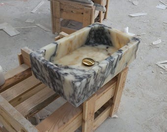 Ready To Ship, In Stock, Calacatta Viola Marble Sink, Wall Mount Sink, Bathroom Sink, Marble Sink, Marble Sink, Sink, Calacatta Sink, Sink