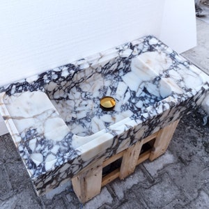 Calacatta Viola Antikes Marmor Waschbecken, Gästeglasur im Bad, Wand Waschbecken, Calacatta Waschbecken, Bauernhaus Waschbecken, Marmor Waschbecken, Haus Waschbecken