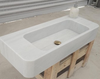 Umywalka ścienna z marmuru Calacatta Viola na zamówienie, umywalka łazienkowa, umywalka w stylu rustykalnym, umywalka łazienkowa, umywalka, umywalka marmurowa