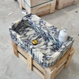 Calacatta Viola Marmor Waschbecken, Milchglas Waschbecken, Wand Waschbecken, Calacatta Waschbecken, Bauernhaus Waschbecken, Marmor Waschbecken, Waschbecken, Haus Waschbecken