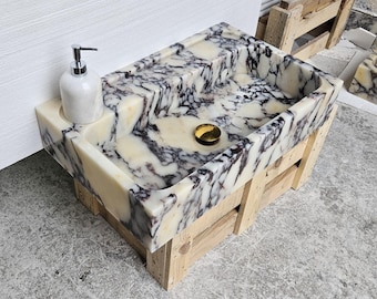 Calacatta Viola Marble Sink, Farmhouse Sink, Kitchen Sink, Calacatta Sink, Marble Sink, Wall Sink, Bathroom Sink, Sink, Hand Carved Sink
