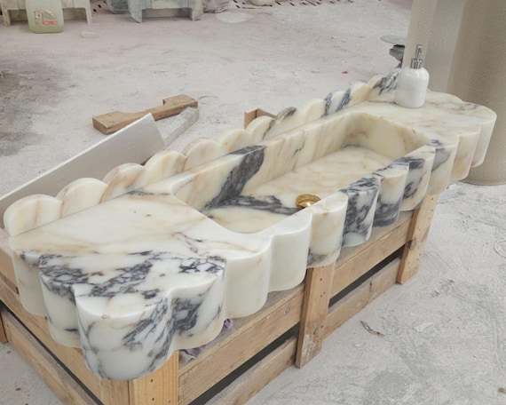 Calacatta Viola Marble Sink, Wall Mount Sink, Powder Room Sink, Bathroom Sink, Marble Sink, Calacatta Sink, Kitchen Sink, Luxury Sink