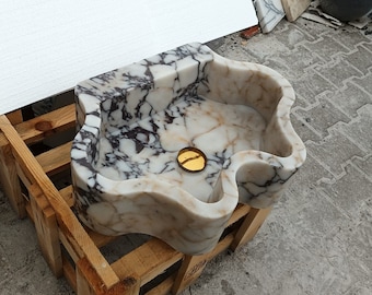 Calacatta Viola Marmor Waschbecken, Wandhalterung Waschbecken, Calacatta Waschbecken, Waschbecken im Badezimmer, Sonderbestellung Waschbecken, Gästeglas Waschbecken, Küchenspüle, Marmorspüle