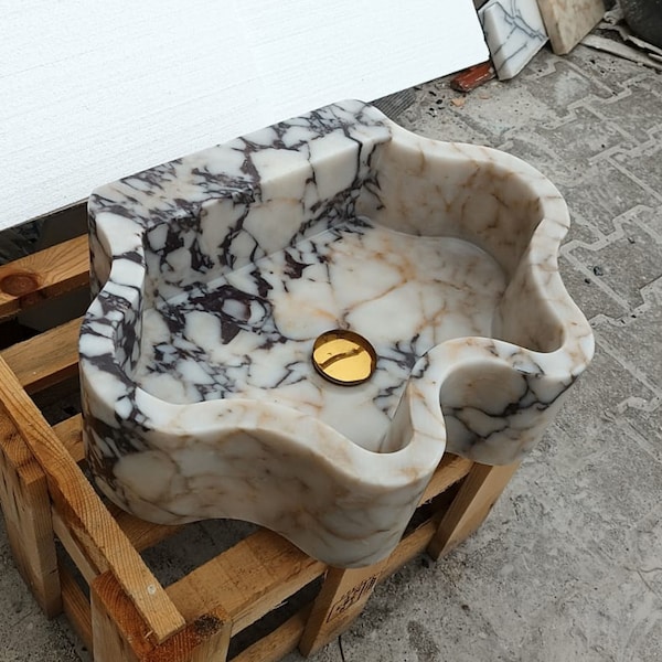 Calacatta Viola Marble Sink, Wall Mount Sink, Calacatta Sink, Bathroom Sink, Special Order Sink, Powder Room Sink, Kitchen Sink, Marble Sink