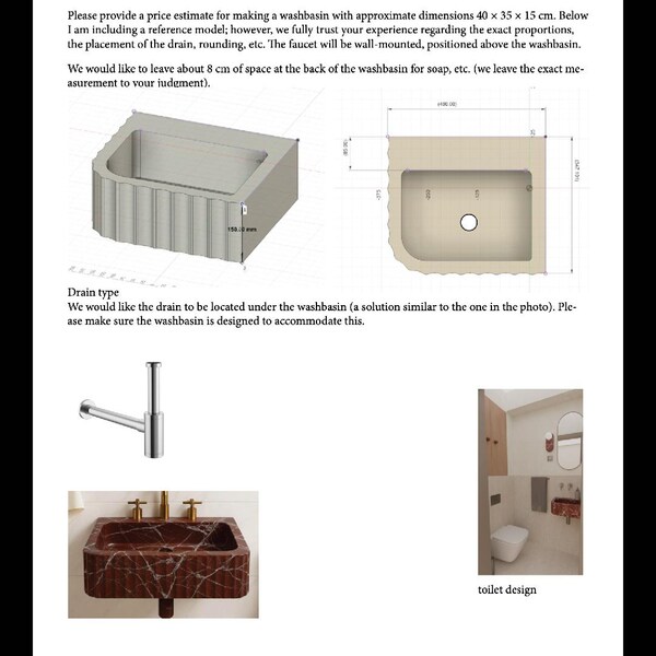Custom Order Rosso Levanto Marble Wall Mount Sink, Rosso Levanto Sink, Bathroom Sink, House Sink, Small Sink , Modern Bathroom Sink, Sink