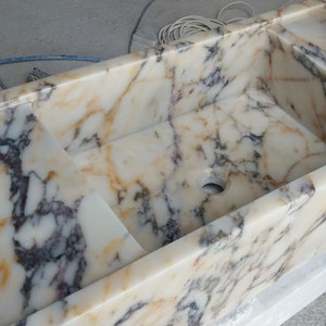Calacatta Viola Marble Sink, Floating Sink With, Marble Sink Vanity, Powder Room Sink, Wall Mount Sink, Calacatta Sink, Bathroom Sink, Sink
