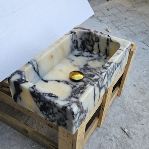 Calacatta Viola Antique Marble Sink, Wall Mount Marble Sink, Marble Bathroom Sink, Powder Room Sink, Calacatta Sink, Farmhouse Sink, Sink