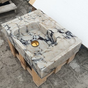 Calacatta Viola Marble Sink, Wall Mount Sink, Bathroom Sink, Calacatta Marble Sink, Kitchen Sink, Calacatta Sink, Farmhouse Sink, Sink