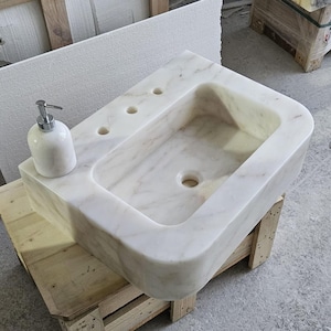 Calacatta Gold Marble Sink, Marble Sink Vanity, Powder Room Sink, Wall Mounted Sink, Bathroom Sink, Calacatta Gold Sink, Marble  Sink, Sink