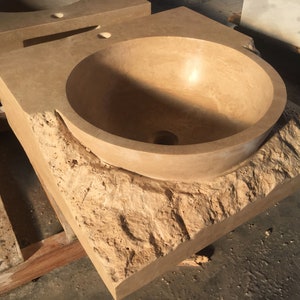 Handmade Travertine Marble Sink: Wall Mounted Luxury Bathroom Sink