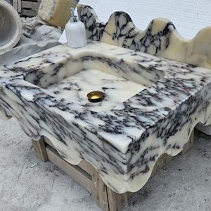 Ready To Ship, In Stock, Calacatta Viola Marble Sink, Wall Mount Marble Sink, Marble Bathroom Sink, Powder Room Sink, Calacatta Marble Sink