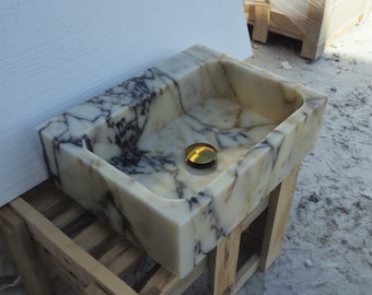 Calacatta Viola Marble Sink, Wall Mount Sink, Calacatta Sink, Marble Sink, Powder Room Sink, Calacatta Viola Sink, House Marble Sink, Sink