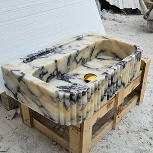 Calacatta Viola Antikes Marmor Waschbecken, Gästehaus Waschbecken, Wand Waschbecken, Calacatta Waschbecken, Bauernhaus Waschbecken, Küchenspüle, Marmor Waschbecken, Waschbecken