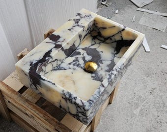 Calacatta Viola Marble Sink, Powder Room Sink, Wall Mount Sink, Marble Sink, Sink, Bathroom Marble Sink, Calacatta Sink, Kitchen Marble Sink