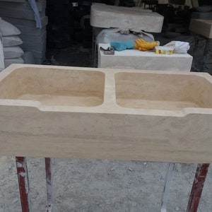 Custom Travertine Marble Sink: Bathroom or Kitchen Decor