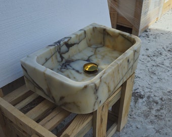 Calacatta Gold Marble Sink, Wall Mount Sink, Powder Room Marble Sink, Calacatta Sink, Bathroom Sink, Marble Sink, Sink