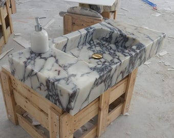 Calacatta Viola Marble Sink, Powder Room Sink, Wall Mount Sink,  Bathroom Sink, Sink, Calacatta Sink, Farmhouse Sink