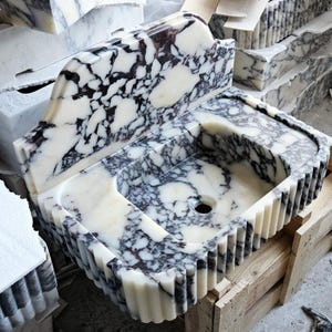 Calacatta Viola Marble Sink, Wall Mounted Sink, Farmhouse Sink, Powder Room Sink, Calacatta Sink, Marble Sink, Kitchen Sink, Bathroom Sink