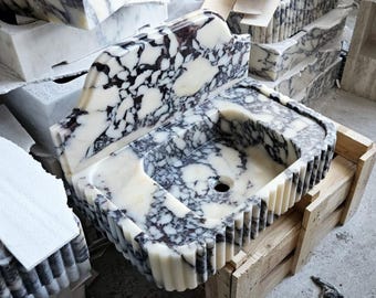 Calacatta Viola Marble Sink, Wall Mounted Sink, Farmhouse Marble Sink, Powder Room Marble Sink, Bathroom Marble Sink, Marble Sink, Sink