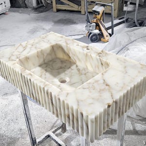 Custom Order Calacatta Gold Marble Sink, Marble Sink Vanity, Powder Room Sink, Wall Mount Sink, Bathroom Sink, Calacatta Sink, Sink