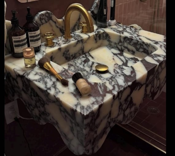 Calacatta Viola Marble Sink, Wall Mount Sink, Bathroom Sink, Marble Sink, Calacatta Marble Sink, Special Order Sink, Sink