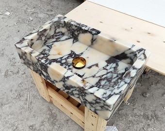 Custom Order Calacatta Viola Marmor Waschbecken, Wand Waschbecken, Bauernhaus Waschbecken, Marmor Waschbecken, Calacatta Waschbecken, Waschbecken im Badezimmer, Kleines Waschbecken