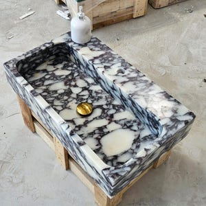 Calacatta Viola Marmor Waschbecken, Milchglas Waschbecken, Wand Waschbecken, Calacatta Waschbecken, Bauernhaus Waschbecken, Marmor Waschbecken, Waschbecken, Haus Waschbecken