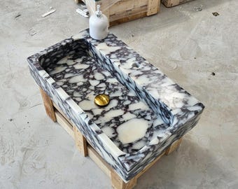 Calacatta Viola Marble Sink, Powder Room Sink, Wall Mount Sink, Calacatta Sink, Farmhouse Sink, Marble Sink, Sink, House Sink, Bathroom Sink